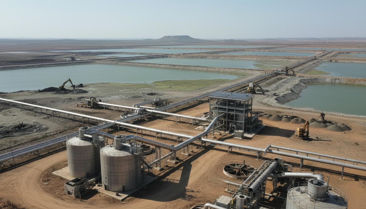 Огромные отстойники с горнопромышленными отходами и современное оборудование для их переработки на заводе Metalkol в ДРК.