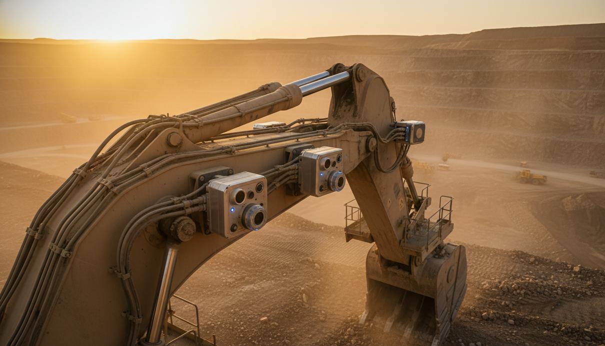 Промышленные датчики и камеры системы безопасности на борту карьерного экскаватора