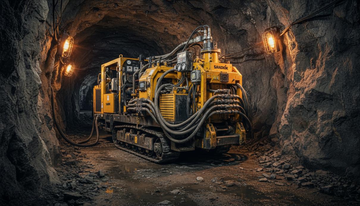 Автоматическая насосная установка Sandvik для укрепления горных пород в подземном туннеле