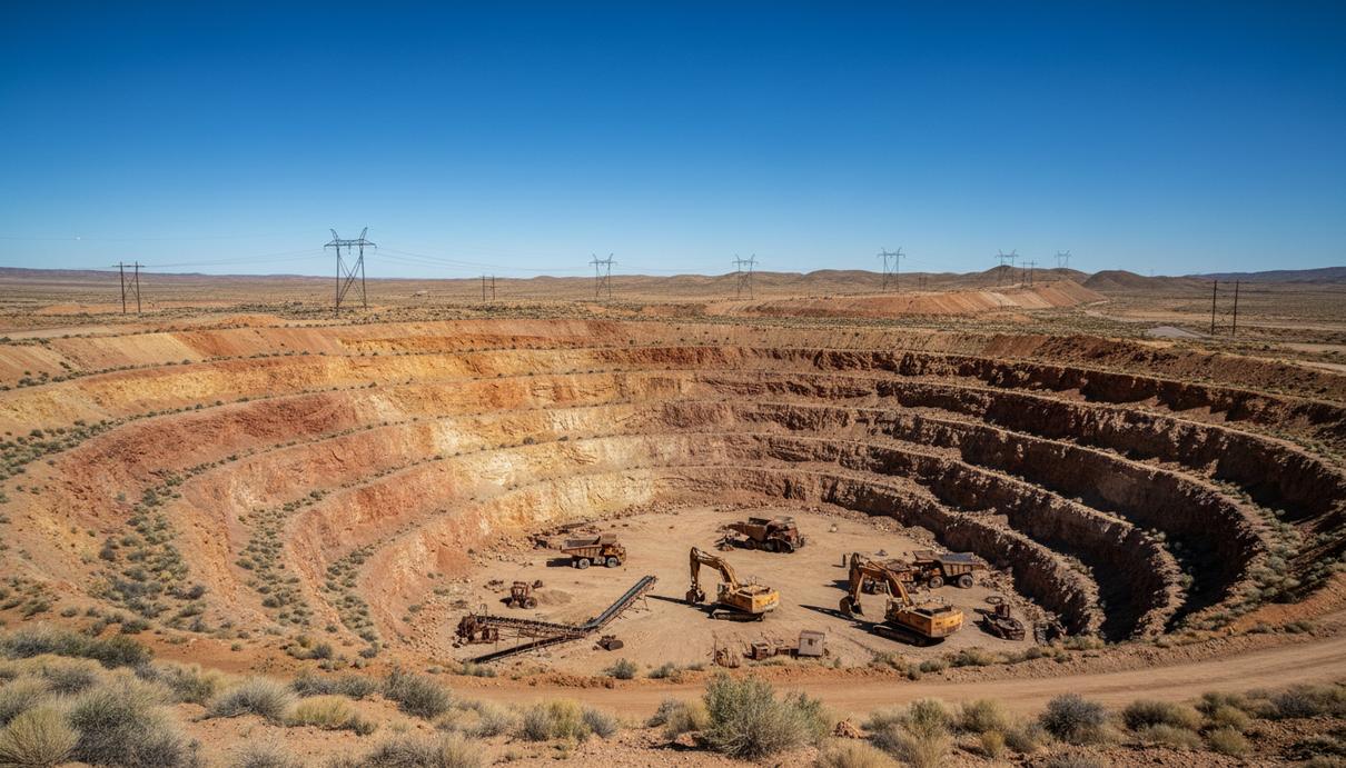 Central Nevada Gold перезапустит купленный у Newmont рудник Мул-Каньон Карьер законсервированного золотого рудника Мул-Каньон в Неваде, вид на террасные склоны и окружающий засушливый ландшафт.